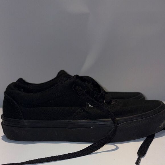 Vans All-Black Canvas Lace-Up Sneakers - Picture 3 of 9
